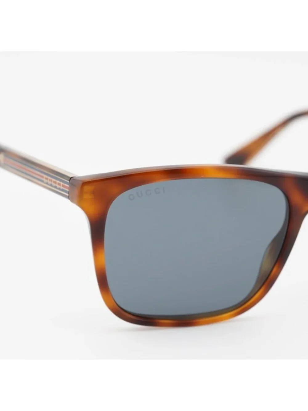Gucci GG0381S 009 Sunglasses Havana Rectangle Frame, Blue Lenses